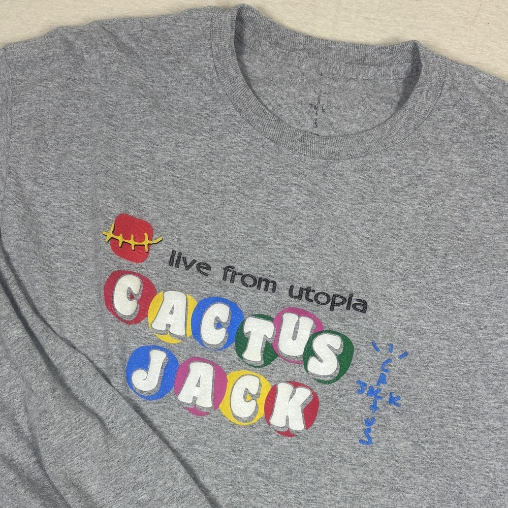 Travis Scott Cactus Jack Shirt Mens Medium Gray Live From Utopia Long Sleeve